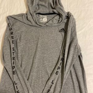 Adidas Big kids, long sleeve T-shirt with hood.